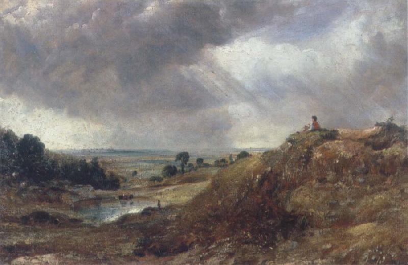 John Constable Branch Hill Pond,Hampstead Heath with a boy sitting on a bank China oil painting art